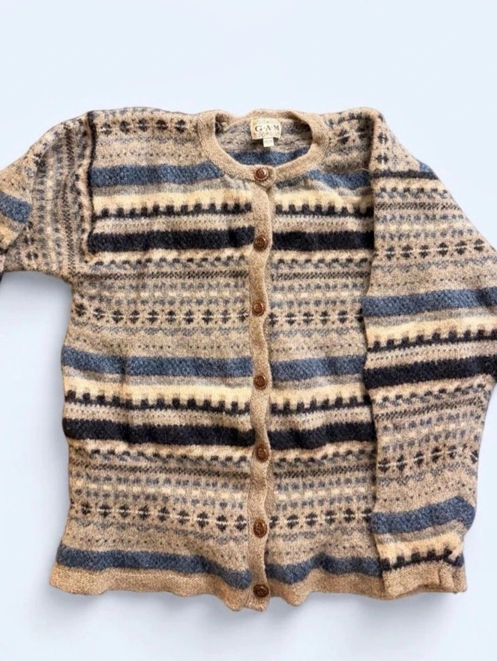 G.A.M Patterned Wool Cardigan Size Medium